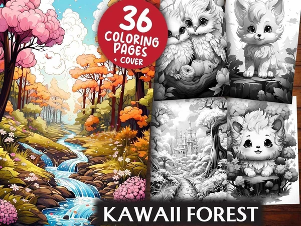 Kawaii-Forest Coloring Books Kawaii Forest - Imagem 1