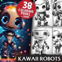 Coloring Books Kawaii Robots