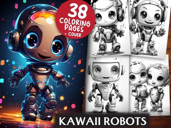 Kawaii-Robots Coloring Books Kawaii Robots - Imagem 1