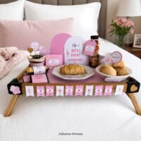 Kit Café da Manhã – Aniversário Feminino Poá Rosa