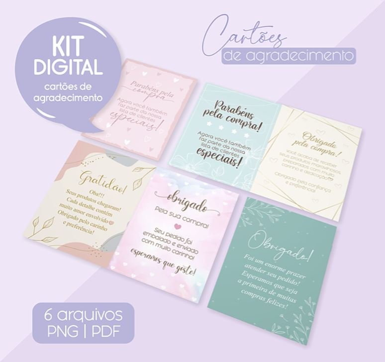 Kit-Cartoes-Agradecimento Kit Cartões Agradecimento Mimos Encomendas Clientes - Imagem 1