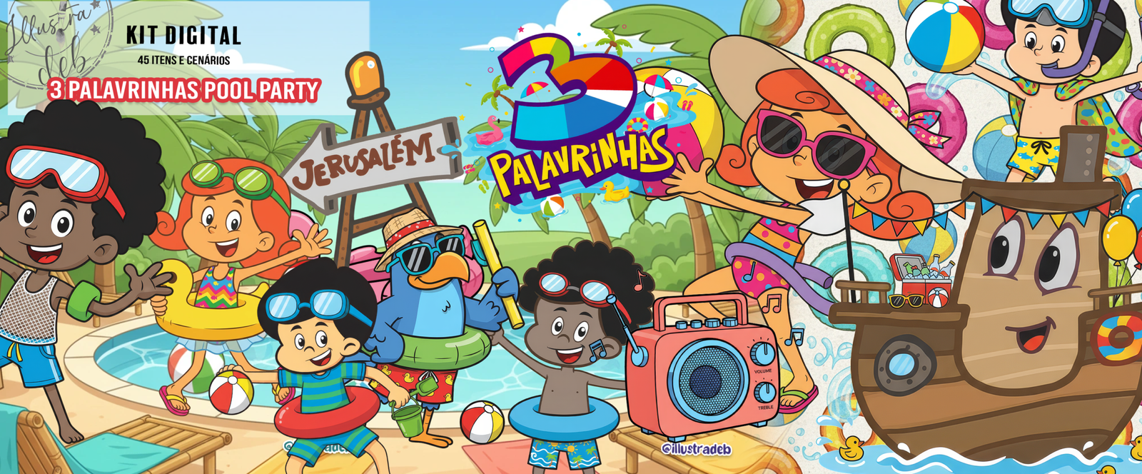 Kit-Digital-3-Palavrinhas-Pool-Party Kit Digital 3 Palavrinhas Pool Party - Imagem 1
