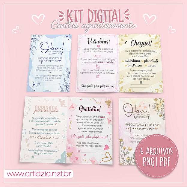 Kit-Digital-Cartoes-Agradecimento-2 Kit Digital Cartões Agradecimento 2 Mimos Encomendas Clientes - Imagem 1