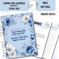 Kit Digital Miolo Neutro Assembléia de Circuito Floral Azul com Temas