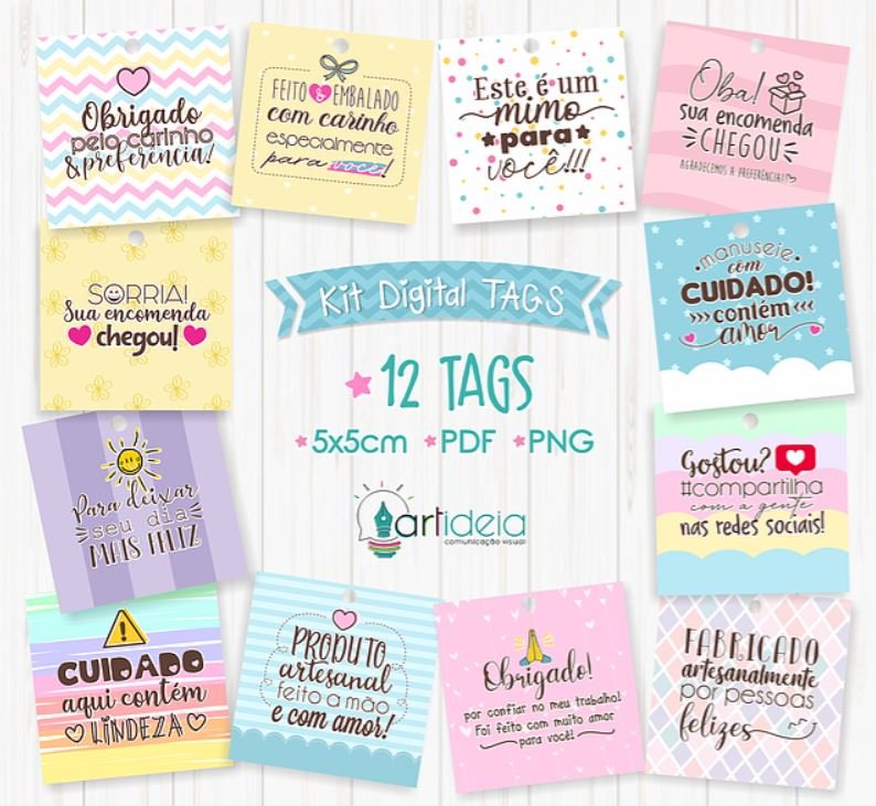 Kit-Digital-TAGS-Art-Ideia Kit Digital Tags Mimos Encomendas Clientes - Imagem 1