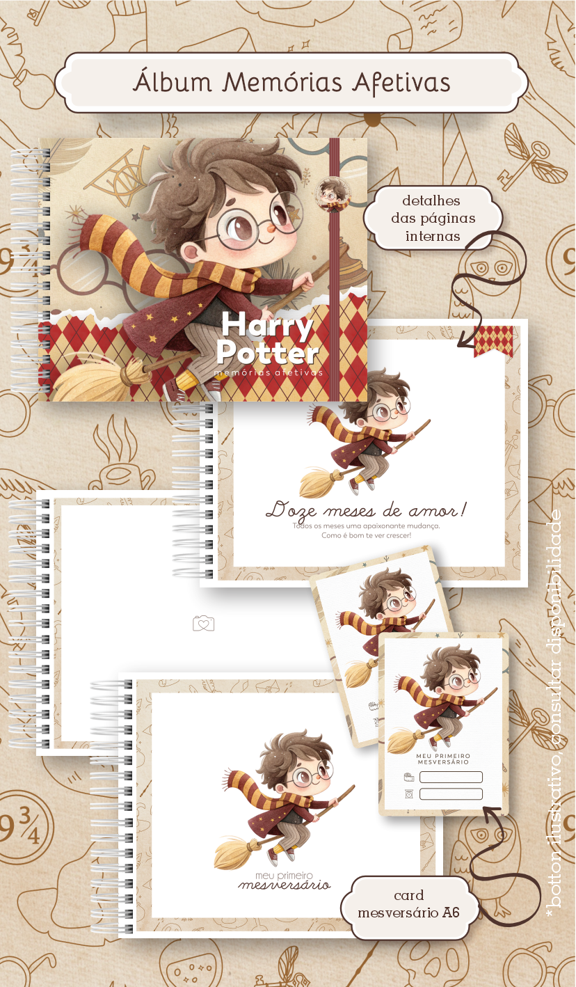 Kit-Digital-memoria-afetiva-mesversario-HARRY-POTTER Kit Digital Memoria Afetiva Mesversário Harry Potter - Imagem 1