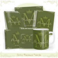 Linho Realeza Verde Pack Baby Caderneta + Mesversário + Memórias + Cartão Sus
