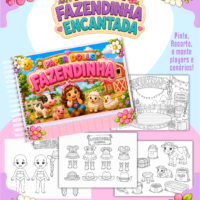 Pack Paper Dolls para Colorir Fazendinha Menina