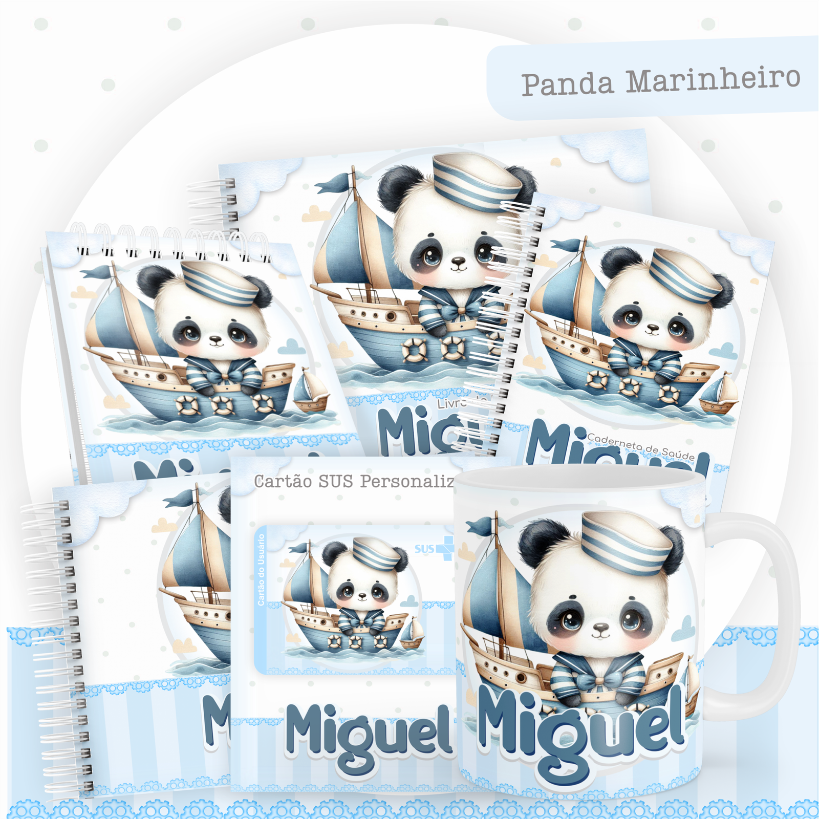 PANDA-MARINHEIRO-Pack-Baby-Caderneta-Mesversario-Memorias-cartao-sus-Arquivo-Digital Panda Marinheiro Pack Baby Caderneta + Mesversário + Memórias + Cartão Sus - Imagem 1