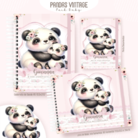 Panda Vintage Pack Baby Caderneta de Saúde + Porta Doc + Livro do Bebê