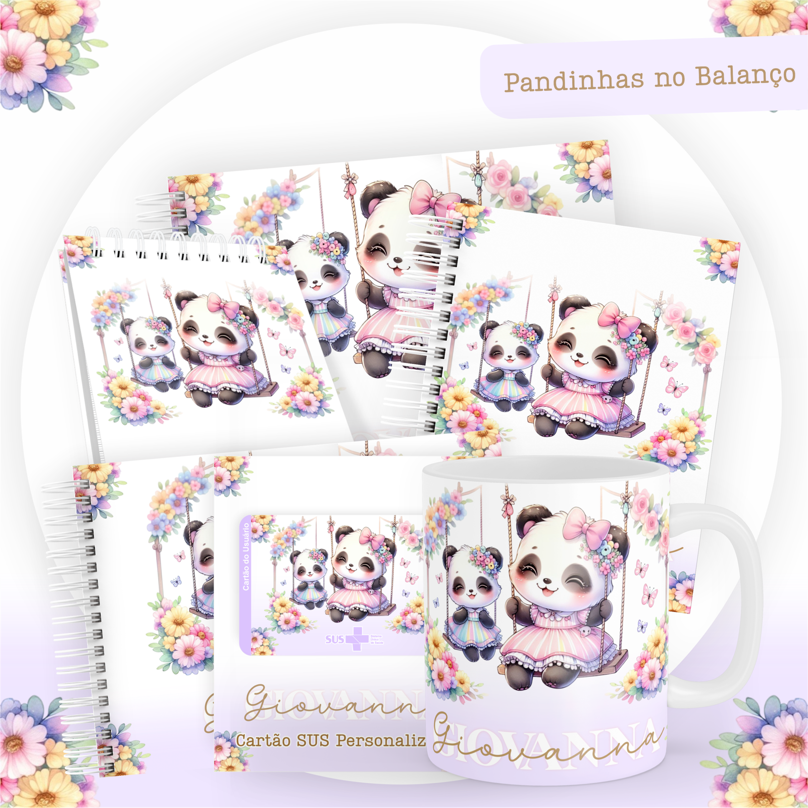 PANDINHAS-NO-BALANCO-Pack-Baby-Caderneta-Mesversario-Memorias-cartao-sus-Arquivo-Digital Pandinhas No Balanço Pack Baby Caderneta + Mesversário + Memórias + Cartão Sus - Imagem 1