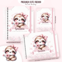 Preguiça Cute Menina Pack Baby Caderneta de Saúde + Porta Doc + Livro do Bebê