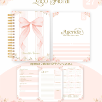 Pack Encadernação , Agenda, Planner, Calendário 12) Laço Floral