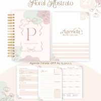 Pack Encadernação , Agenda, Planner, Calendário 13) Floral Abstrato