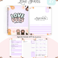 Pack Encadernação , Agenda, Planner, Calendário 14) Love Pets