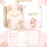 Pack Encadernação , Agenda, Planner, Calendário 33) Gatinhas Arquivos Digitais