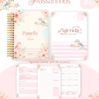 Pack Encadernação , Agenda, Planner, Calendário 40) Passarinhos Arquivos Digitais