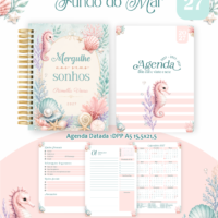 Pack Encadernação , Agenda, Planner, Calendário 47) Fundo do Mar Arquivos Digitais