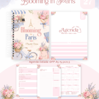 Pack Encadernação , Agenda, Planner, Calendário 48) Blooming In Paris Arquivos Digitais