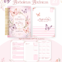 Pack Encadernação , Agenda, Planner, Calendário 49) Borboletas Botânicas Arquivos Digitais