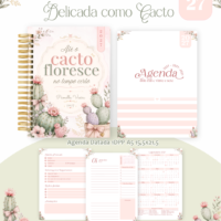 Pack Encadernação , Agenda, Planner, Calendário 51) Delicada com Um Cacto Arquivos Digitais