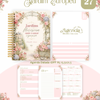 Pack Encadernação , Agenda, Planner, Calendário 53) Jardim Europeu Arquivos Digitais