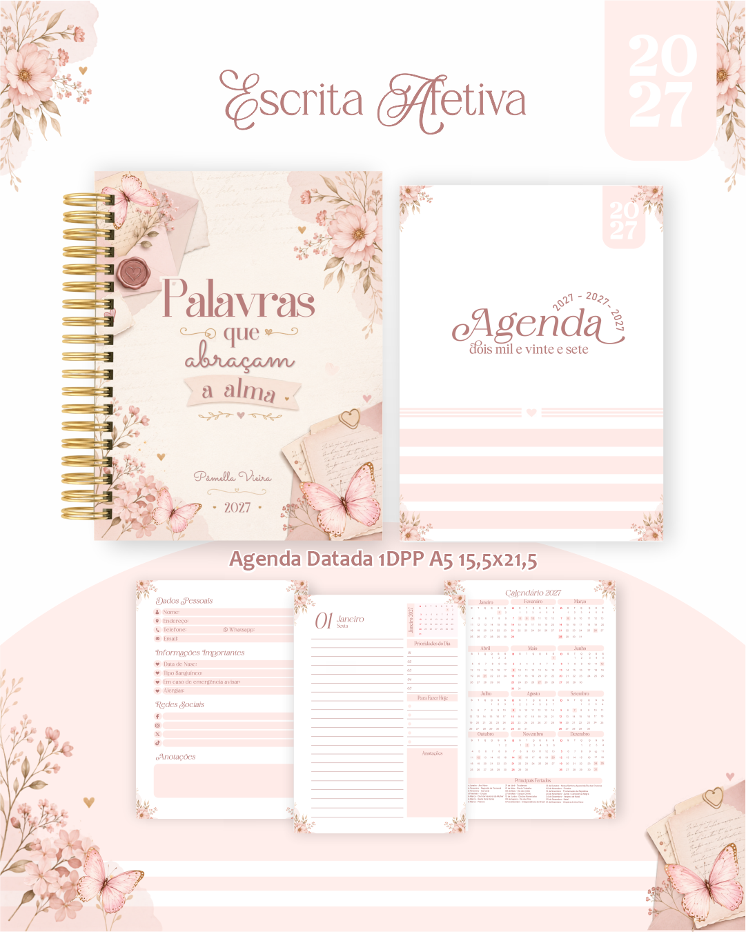 Pack-Encadernacao-2027-Agenda-Planner-Calendario-54-ESCRITA-AFETIVA Pack Encadernação , Agenda, Planner, Calendário 54) Escrita Afetiva - Imagem 1