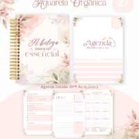 Pack Encadernação , Agenda, Planner, Calendário 55) Aquarela Orgânica