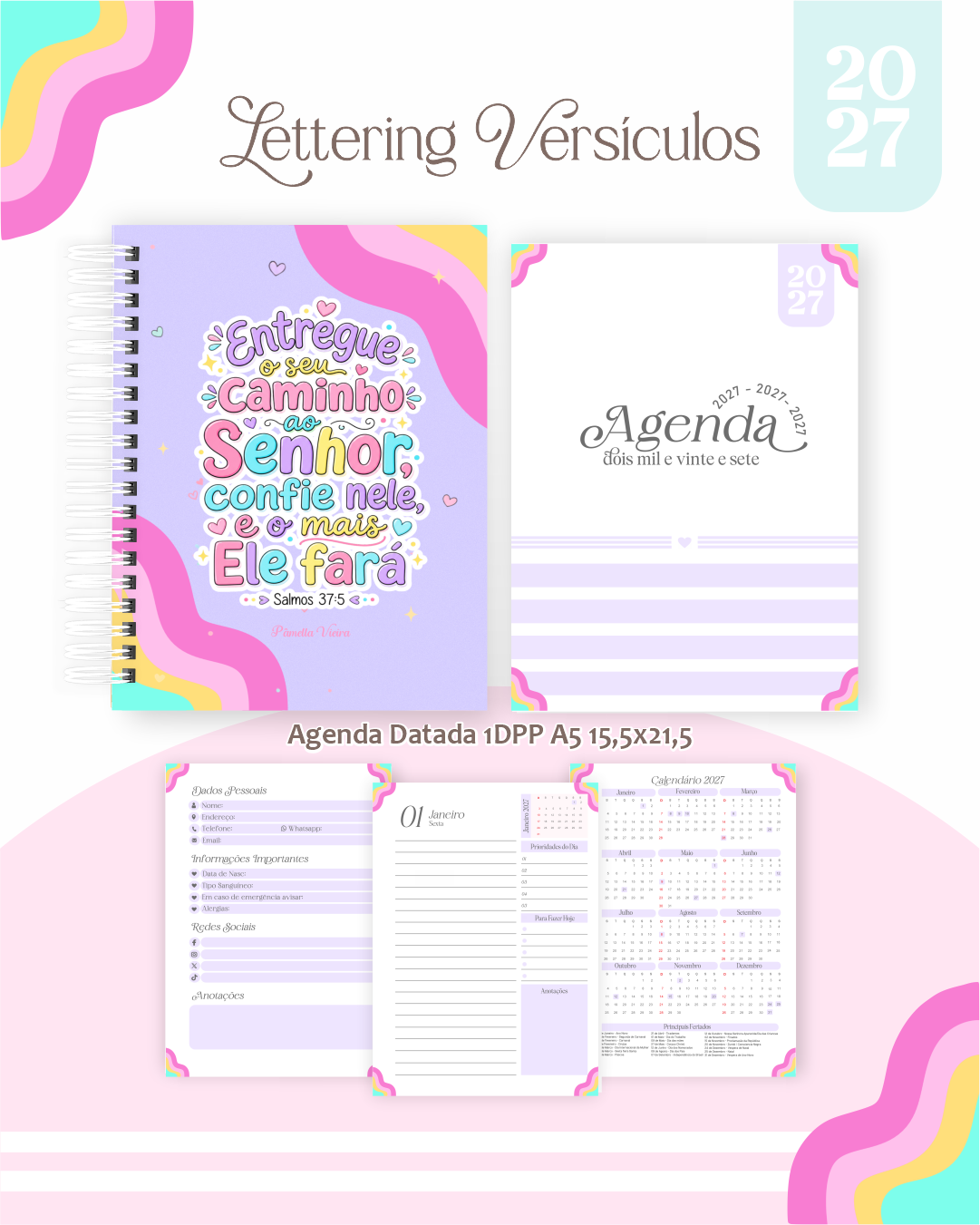 Pack-Encadernacao-2027-Agenda-Planner-Calendario-56-LETTERING-VERSICULOS Pack Encadernação , Agenda, Planner, Calendário 56) Lettering Versículos - Imagem 1