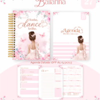 Pack Encadernação , Agenda, Planner, Calendário 60) Bailarina