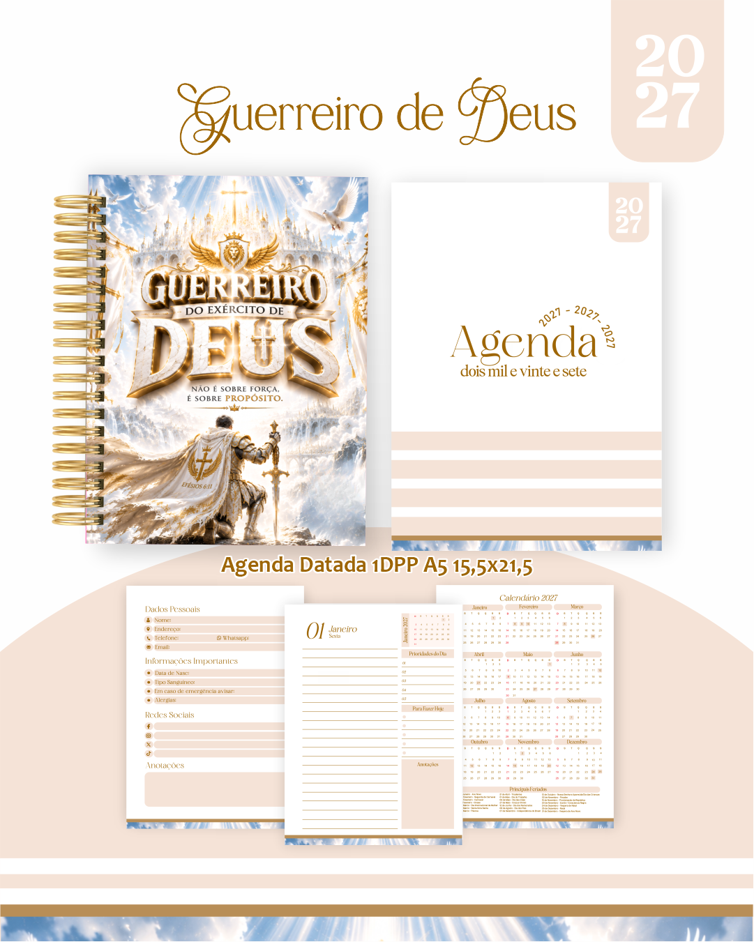 Pack-Encadernacao-2027-Agenda-Planner-Calendario-65-GUERREIRO-DE-DEUS Pack Encadernação , Agenda, Planner, Calendário 65) Guerreiro de Deus - Imagem 1