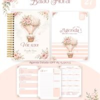 Pack Encadernação , Agenda, Planner, Calendário Balão Floral Arquivos Digitais