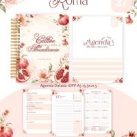 Pack Encadernação , Agenda, Planner, Calendário Romã Arquivos Digitais