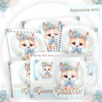 Raposinha Azul Pack Baby Caderneta + Mesversário + Memórias + Cartão Sus