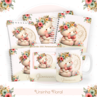Ursinha Floral Pack Baby Caderneta + Mesversário + Memórias + Cartão Sus