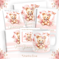 Ursinha Love Pack Baby Caderneta + Mesversário + Memórias + Cartão Sus