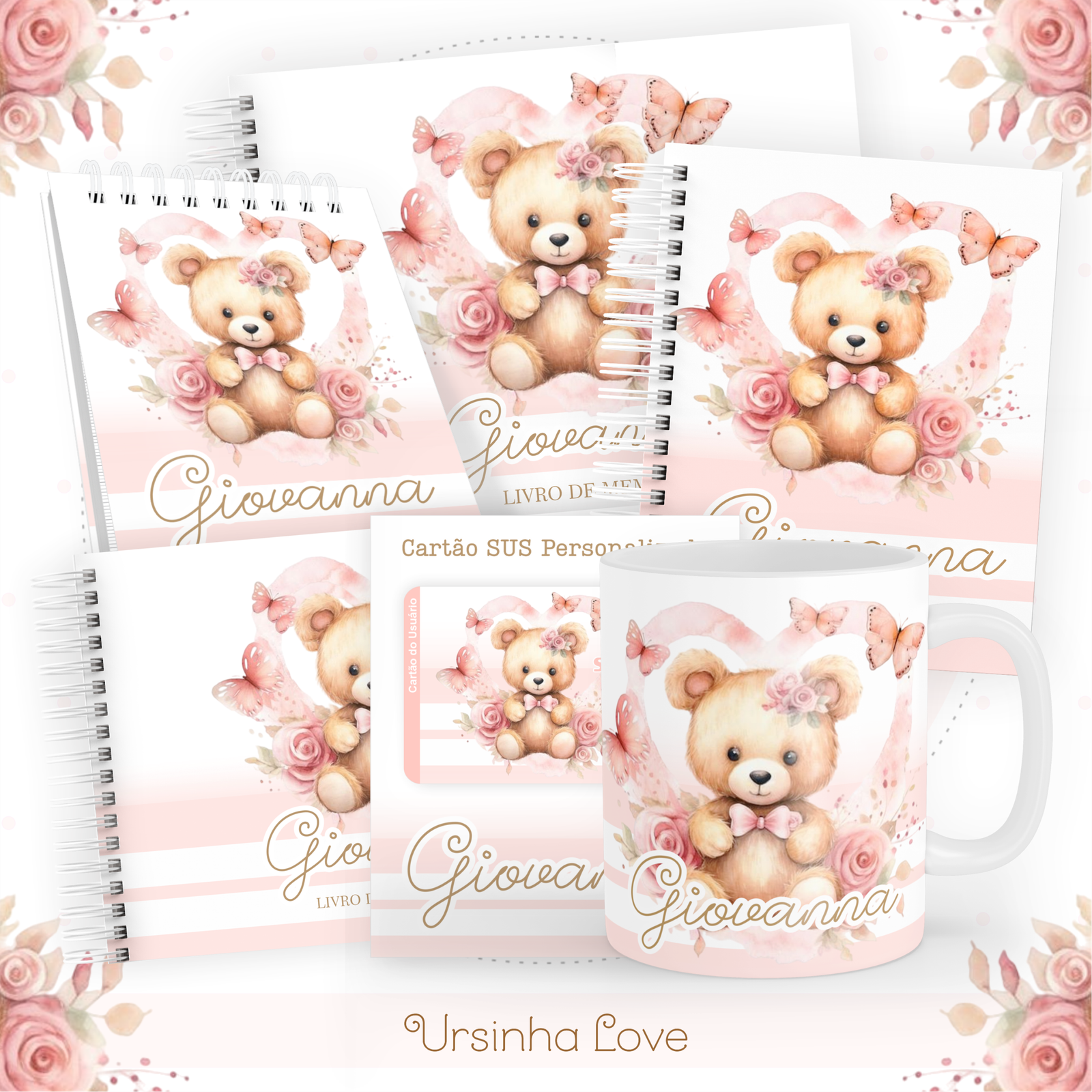URSINHA-LOVE-Pack-Baby-Caderneta-Mesversario-Memorias-cartao-sus-Arquivo-Digital Ursinha Love Pack Baby Caderneta + Mesversário + Memórias + Cartão Sus - Imagem 1