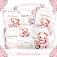 Ursinha Na Bicicleta Pack Baby Caderneta + Mesversário + Memórias + Cartão Sus