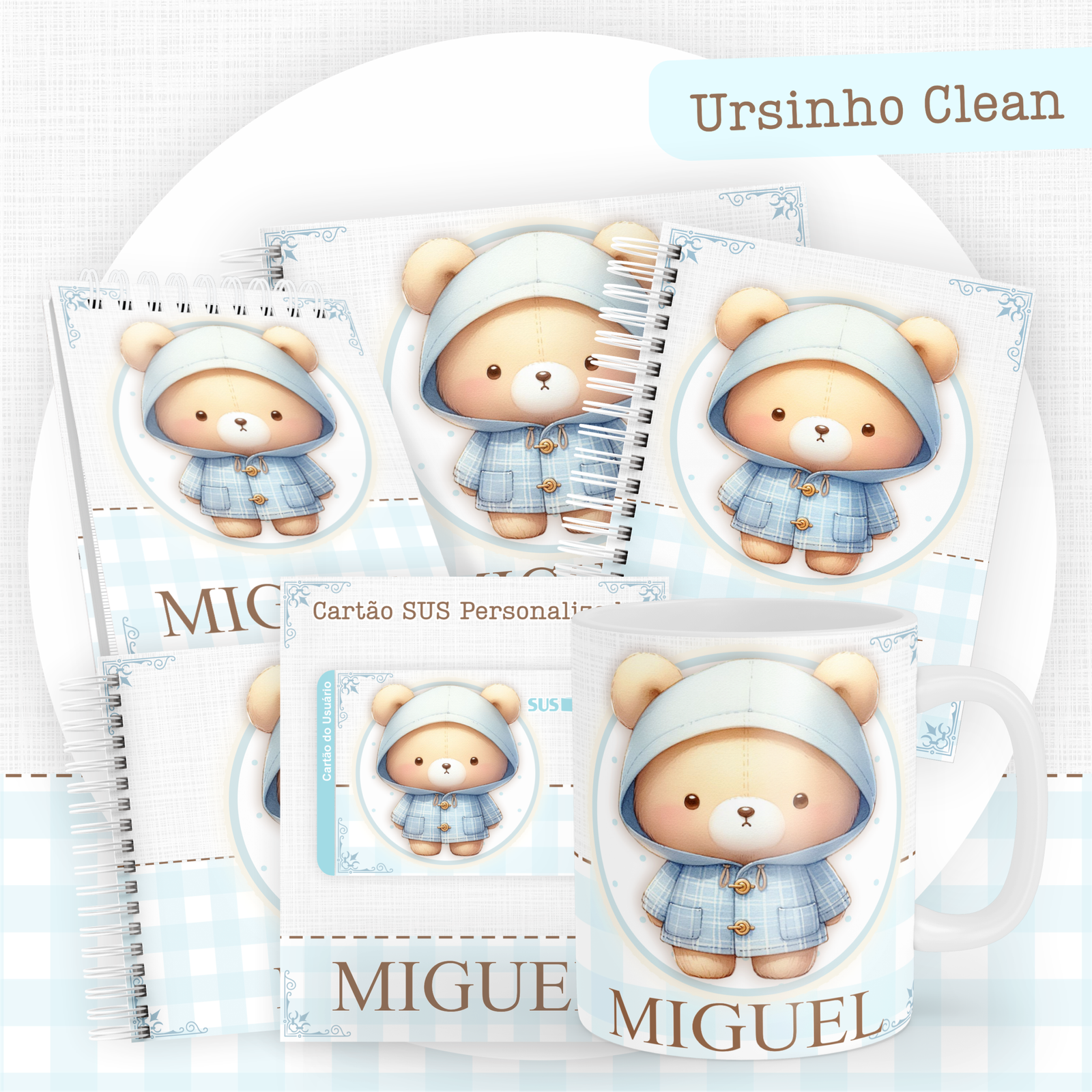 URSINHO-CLEAN-Pack-Baby-Caderneta-Mesversario-Memorias-cartao-sus-Arquivo-Digital Ursinho Clean Pack Baby Caderneta + Mesversário + Memórias + Cartão Sus - Imagem 1