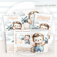 Ursinho Fofo Aviador Pack Baby Caderneta + Mesversário + Memórias + Cartão Sus