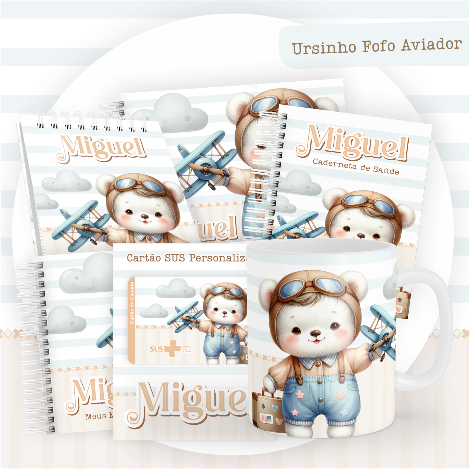 URSINHO-FOFO-AVIADOR-Pack-Baby-Caderneta-Mesversario-Memorias-cartao-sus-Arquivo-Digital Ursinho Fofo Aviador Pack Baby Caderneta + Mesversário + Memórias + Cartão Sus - Imagem 1