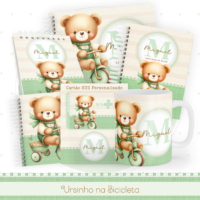 Ursinho Na Bicicleta Pack Baby Caderneta + Mesversário + Memórias + Cartão Sus
