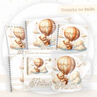 Ursinho No Balão Pack Baby Caderneta + Mesversário + Memórias + Cartão Sus