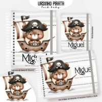 Ursinho Pirata Pack Baby Caderneta de Saúde + Porta Doc + Livro do Bebê