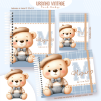 Ursinho Vintage Pack Baby Caderneta de Saúde + Porta Doc + Livro do Bebê