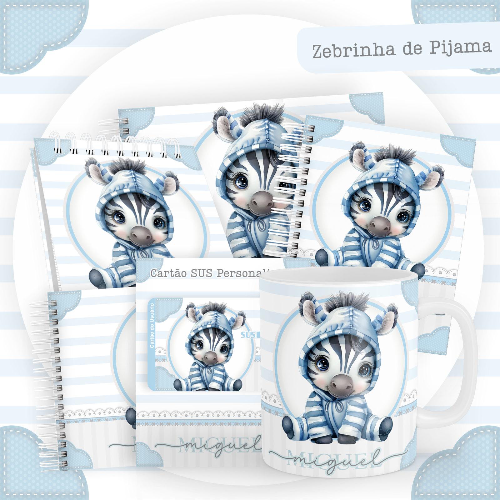 ZEBRINHA-DE-PIJAMA-Pack-Baby-Caderneta-Mesversario-Memorias-cartao-sus-Arquivo-Digital Zebrinha de Pijama Pack Baby Caderneta + Mesversário + Memórias + Cartão Sus - Imagem 1