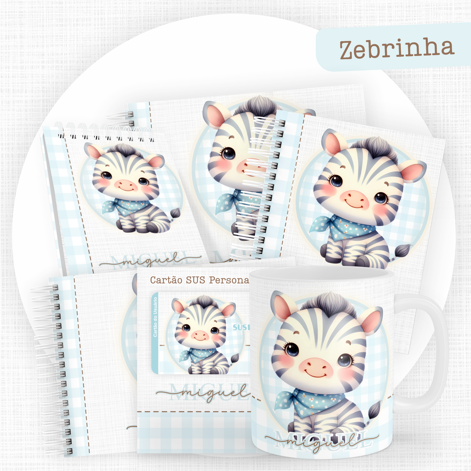 ZEBRINHA-Pack-Baby-Caderneta-Mesversario-Memorias-cartao-sus-Arquivo-Digital Zebrinha Pack Baby Caderneta + Mesversário + Memórias + Cartão Sus - Imagem 1