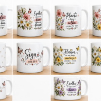 Arte Digital Sublimação Caneca Floral