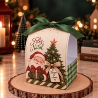 Caixa para Mini Panetone Natal em PDF