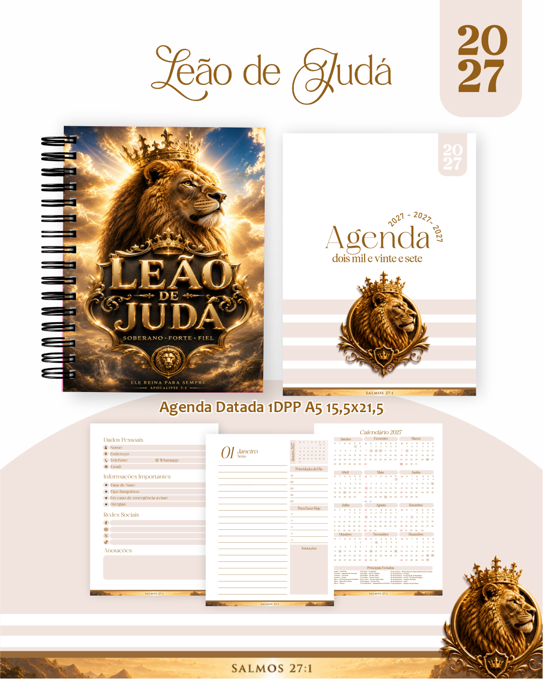 COMBO-AGENDAS-2027-PLANNERS-73-LEAO-JUDA Combo Agendas Planners 73) Leão Judá - Imagem 1
